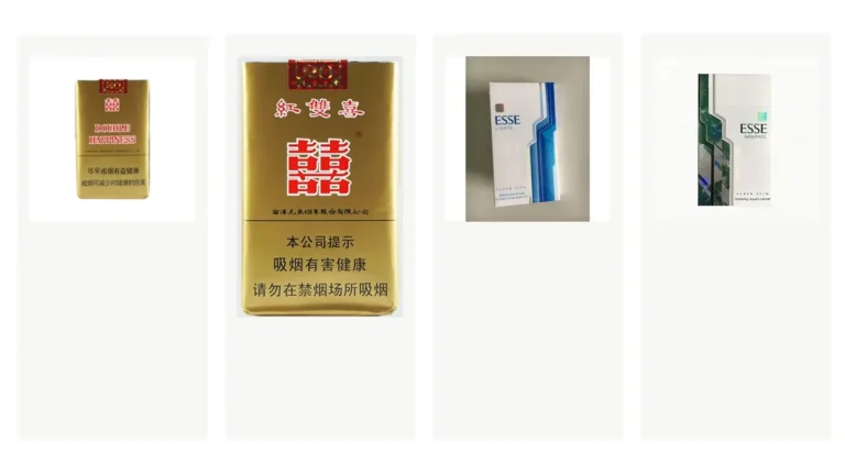 Double Happiness Soft, Double Happiness Soft Real, ESSE Lights and ESSE Menthol product images side by side