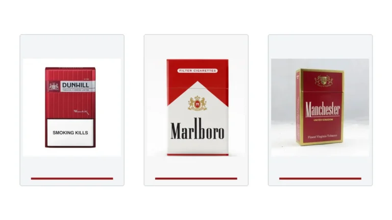 Dunhill Red, Marlboro Red and Manchester United Kingdom Red product images side by side
