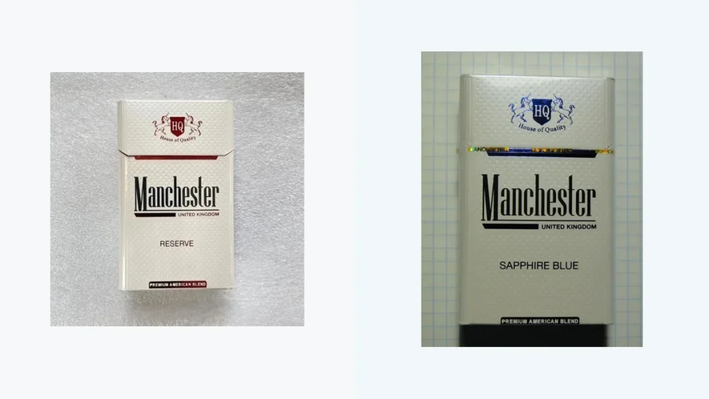 Manchester Reserve and Manchester Sapphire Blue product images side by side