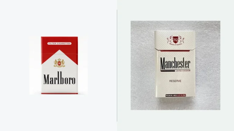 Marlboro Red and Manchester Reserve product packs compared side by side